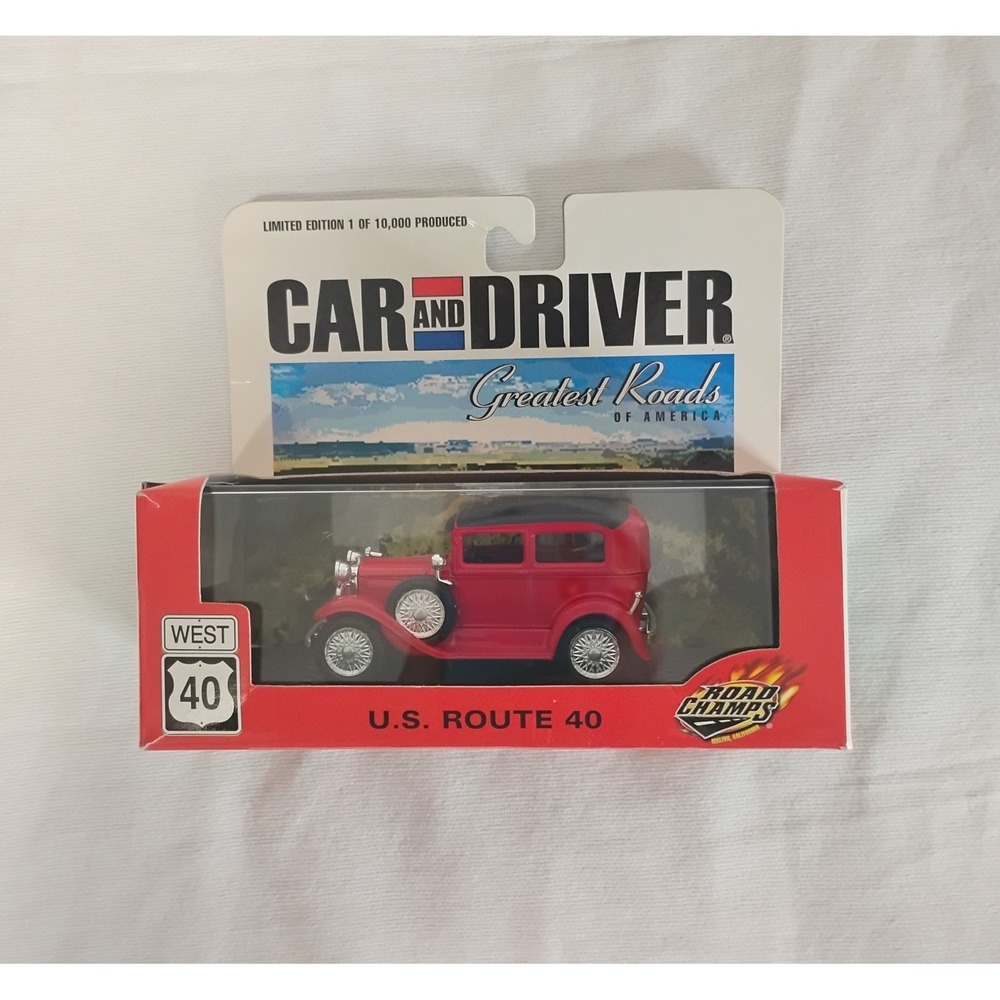 Road Champs Car and Driver 1931 Ford Model A US Route 40 Diecast 1:43